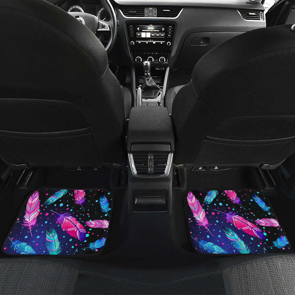 Feather Colorful Boho Design Print Car Floor Mats Front Back