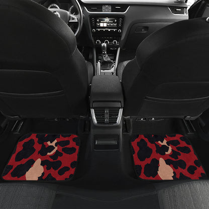 Cheetah Red Print Pattern Car Floor Mats Front Back