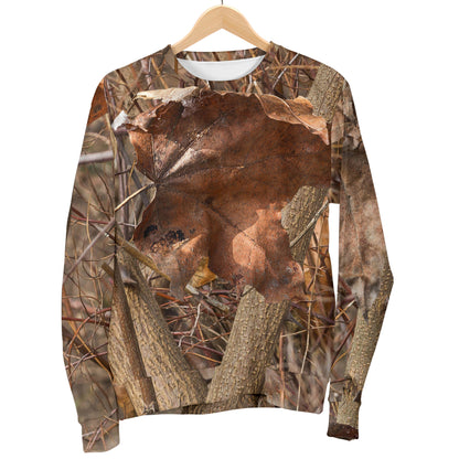 Camo Realistic Tree Forest Autumn Print Men Long Sleeve Sweatshirt