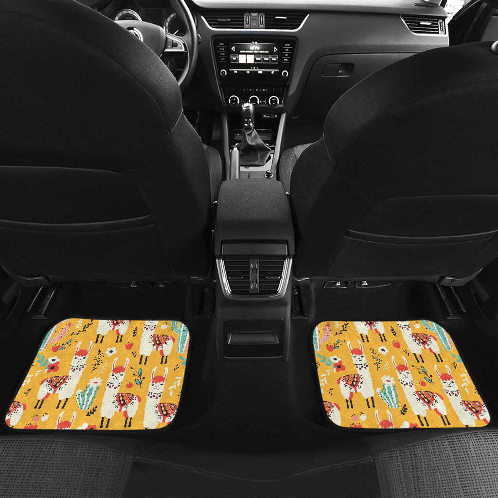 Llama Cute Themed Print Car Floor Mats Front Back