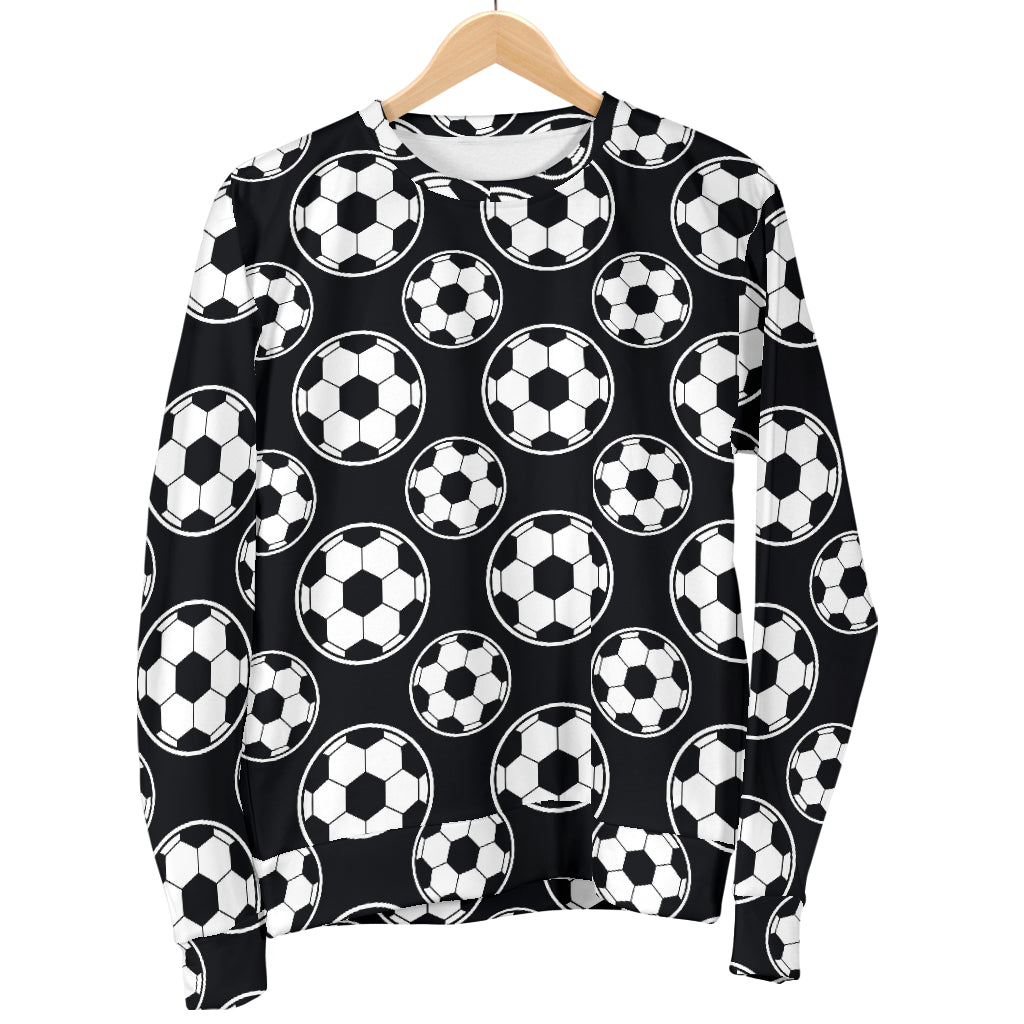 Soccer Ball Black Print Pattern Women Long Sleeve Sweatshirt