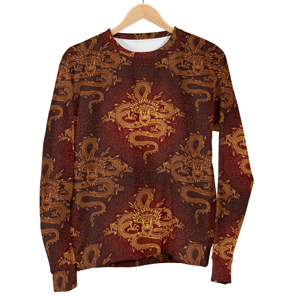 Chinese Dragons Gold Design Women Long Sleeve Sweatshirt