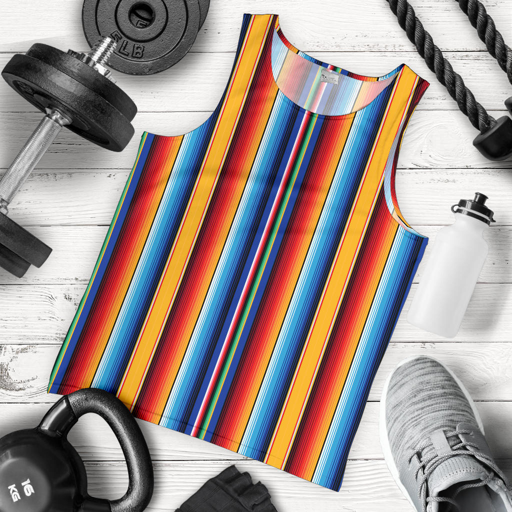 Mexican Blanket Stripe Print Pattern Men Tank Top