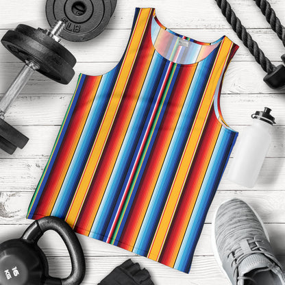 Mexican Blanket Stripe Print Pattern Men Tank Top