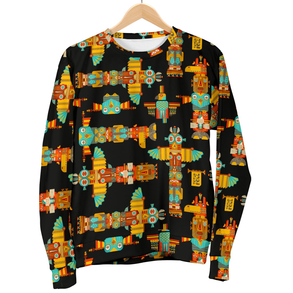 Totem Pole Cartoon Print Women Long Sleeve Sweatshirt