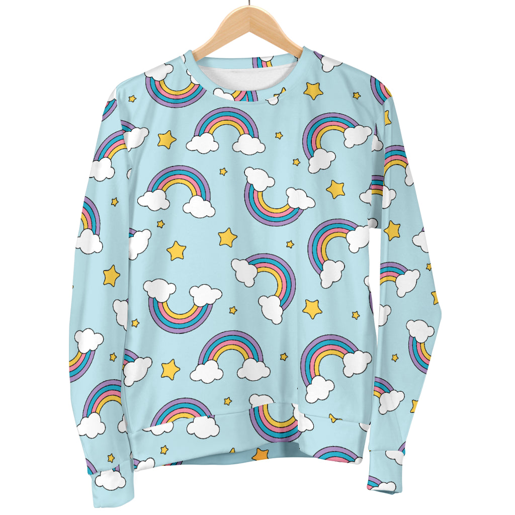 Rainbow Cloud Print Pattern Women Long Sleeve Sweatshirt