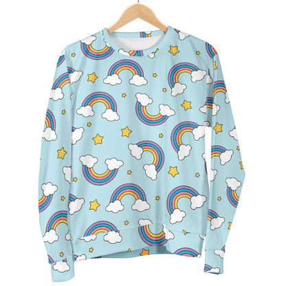 Rainbow Cloud Print Pattern Women Long Sleeve Sweatshirt