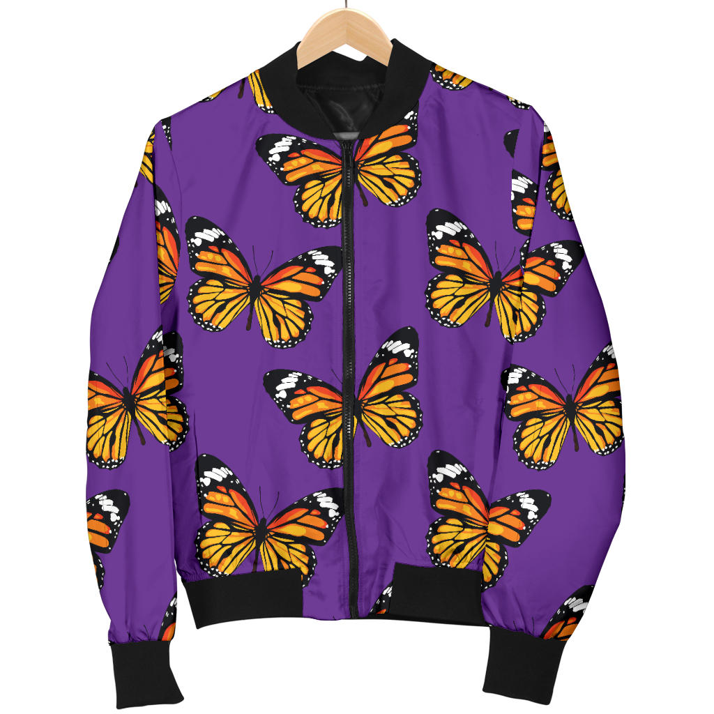 Monarch Butterfly Purple Print Pattern Men Bomber Jacket