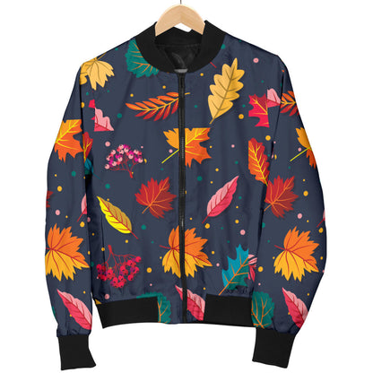 Elm Leave Colorful Print Pattern Men Bomber Jacket