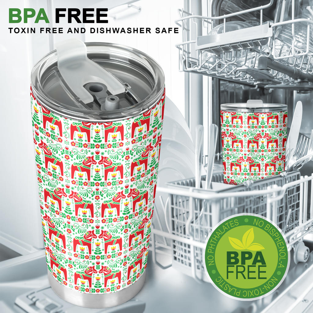 Swedish Dala Style Pattern Tumbler
