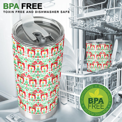 Swedish Dala Style Pattern Tumbler
