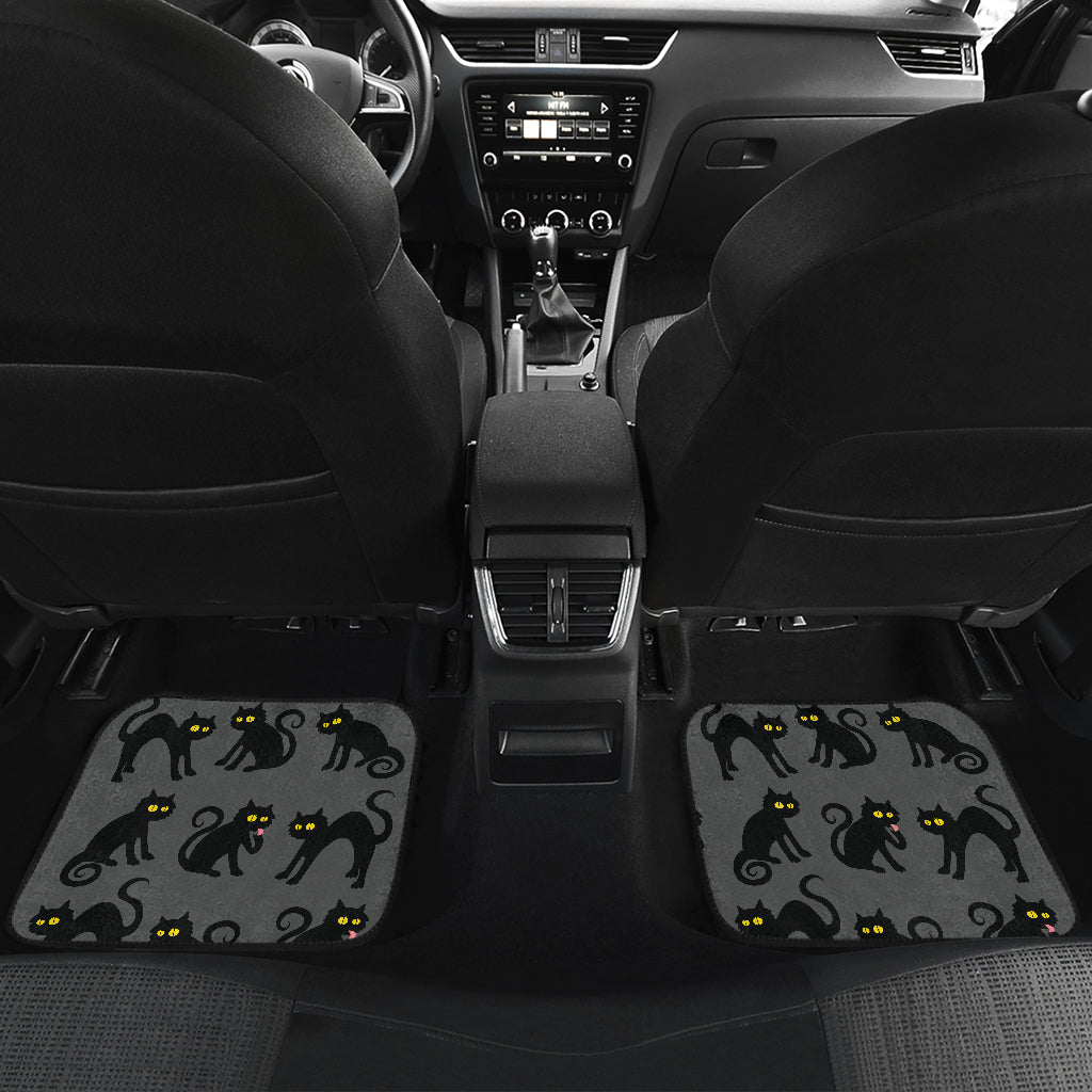 Black Cat Cute Print Pattern Car Floor Mats Front Back