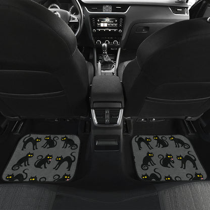 Black Cat Cute Print Pattern Car Floor Mats Front Back