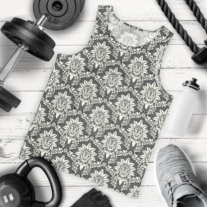 Damask Elegant Print Pattern Men Tank Top