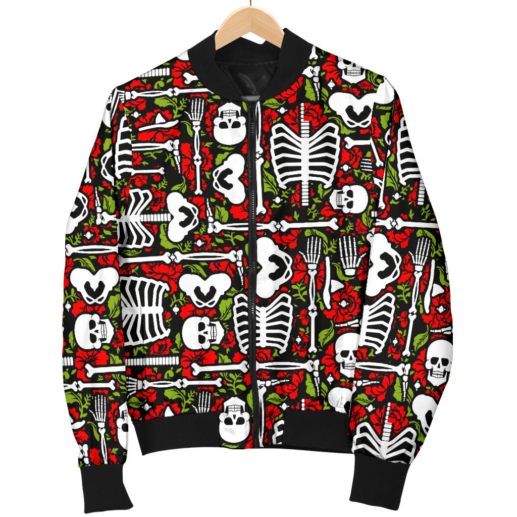 Skeleton Pattern Print Men Bomber Jacket