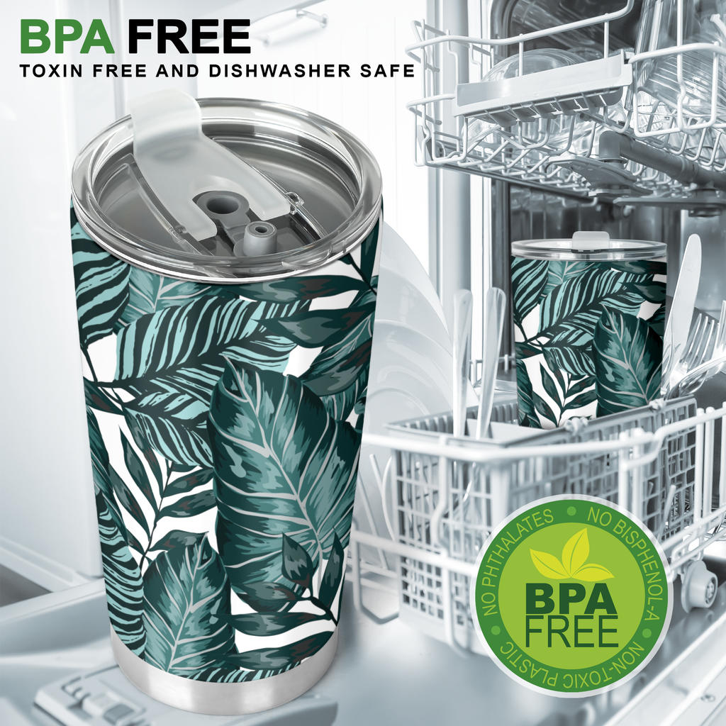 Tropical Palm Leaves Pattern Tumbler