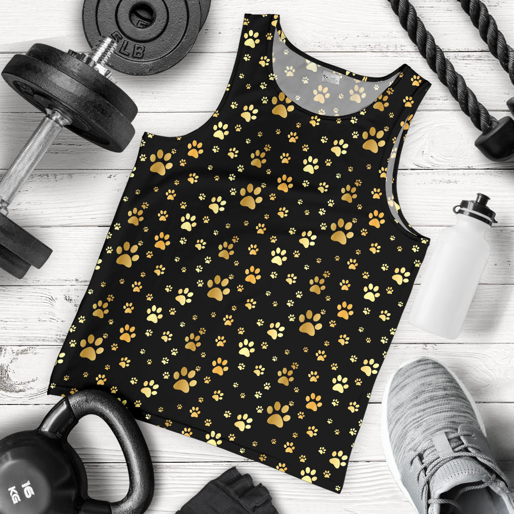 Paw Gold Print Men Tank Top