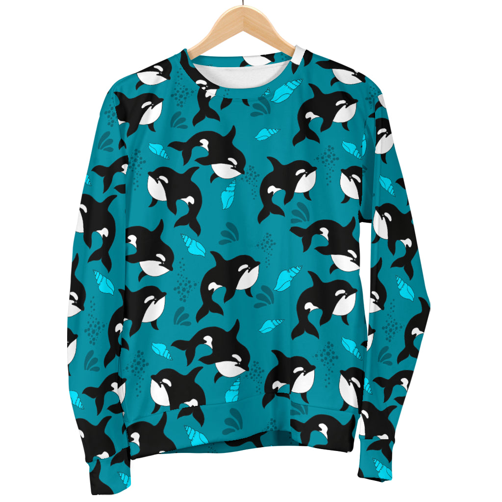 Whale Sea Design Themed Print Men Long Sleeve Sweatshirt