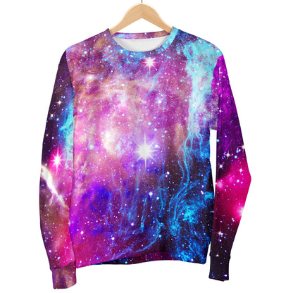 Galaxy Night Purple Space Print  Men Long Sleeve Sweatshirt