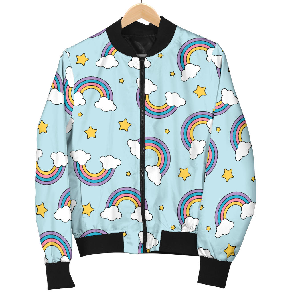 Rainbow Cloud Print Pattern Men Bomber Jacket