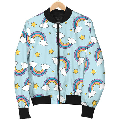 Rainbow Cloud Print Pattern Men Bomber Jacket