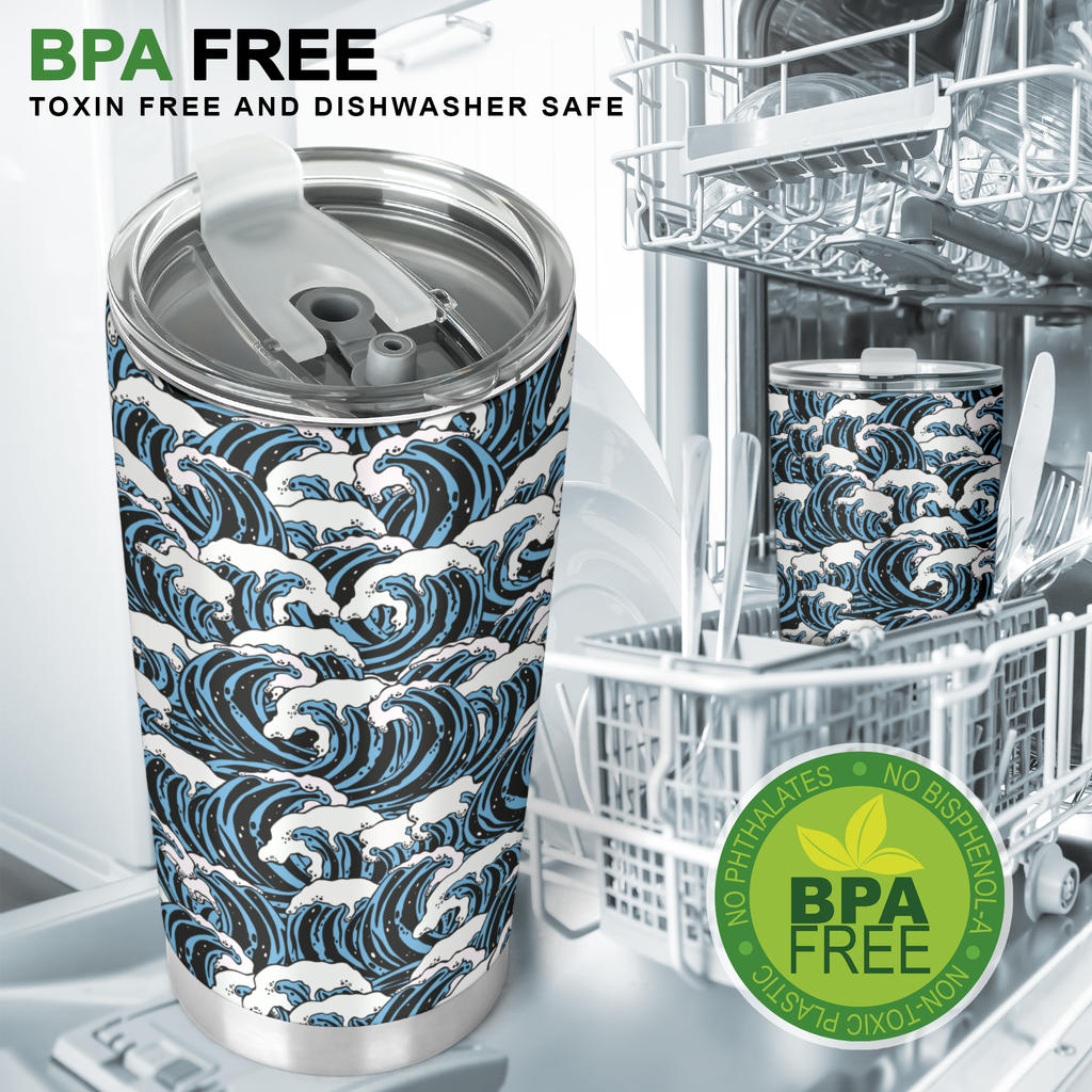 Surf Wave Pattern Print Tumbler