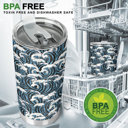 Surf Wave Pattern Print Tumbler