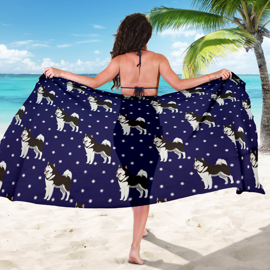 Alaskan Malamute Pattern Print Design 04 Sarong Pareo Wrap