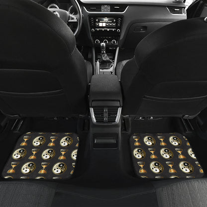 Yin Yang Skull Themed Design Print Car Floor Mats Front Back