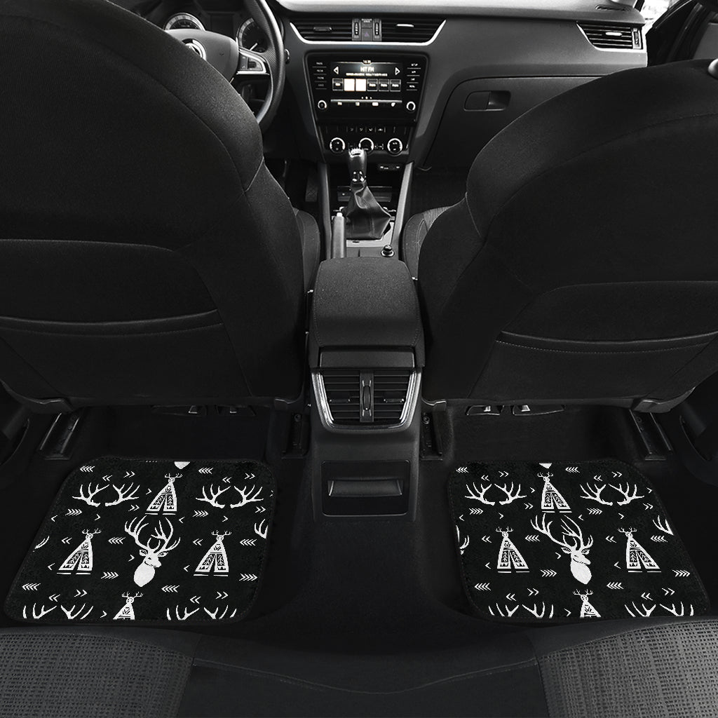 Deer Native Indian Print Pattern Car Floor Mats Front Back