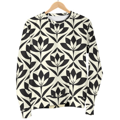 Lotus Pattern Print Men Long Sleeve Sweatshirt