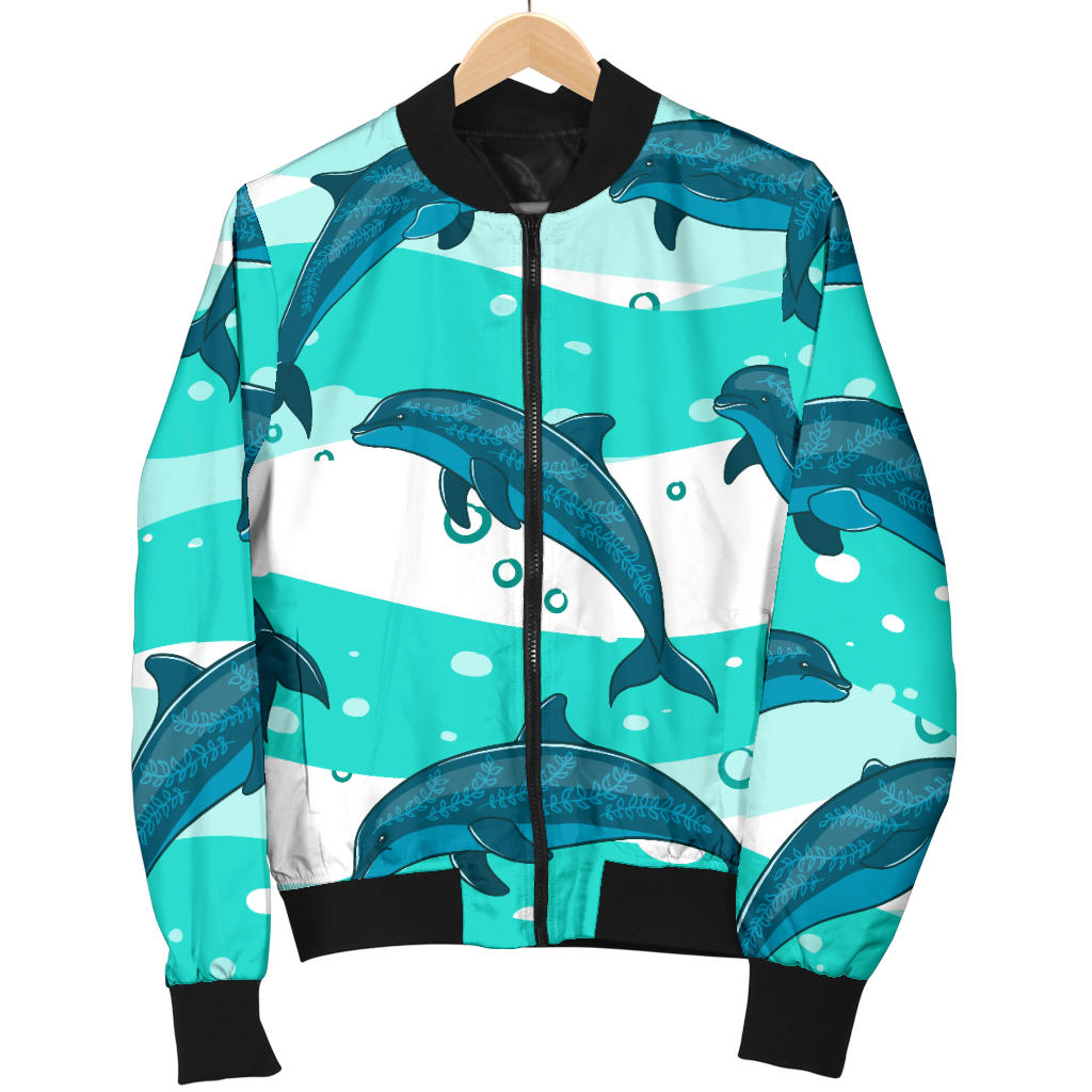 Dolphin Design Print Pattern Men Bomber Jacket