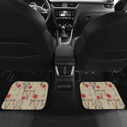 Native Buffalo Head Themed Design Print Car Floor Mats Front Back