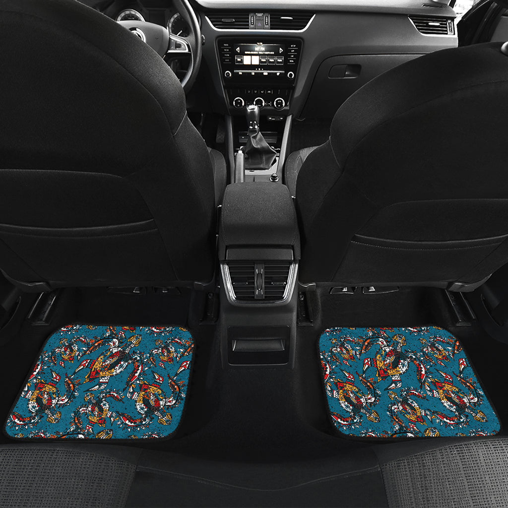 Sea Turtle Tribal Colorful Hand Drawn Car Floor Mats Front Back