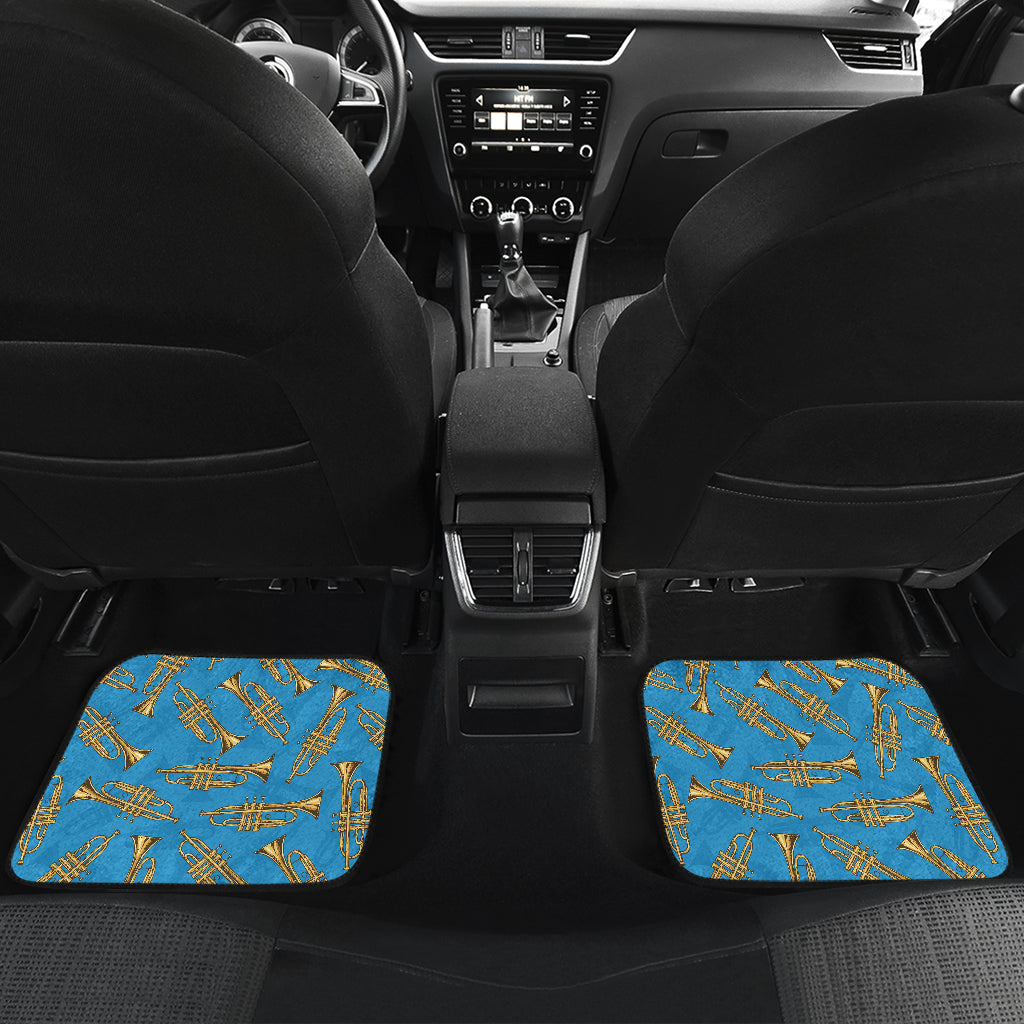 Trumpet Golden Pattern Themed Print Car Floor Mats Front Back