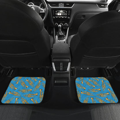 Trumpet Golden Pattern Themed Print Car Floor Mats Front Back