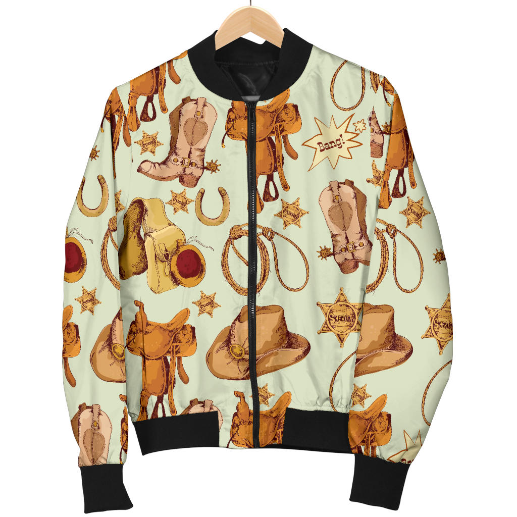 Western Cowboy Design Pattern Men Bomber Jacket