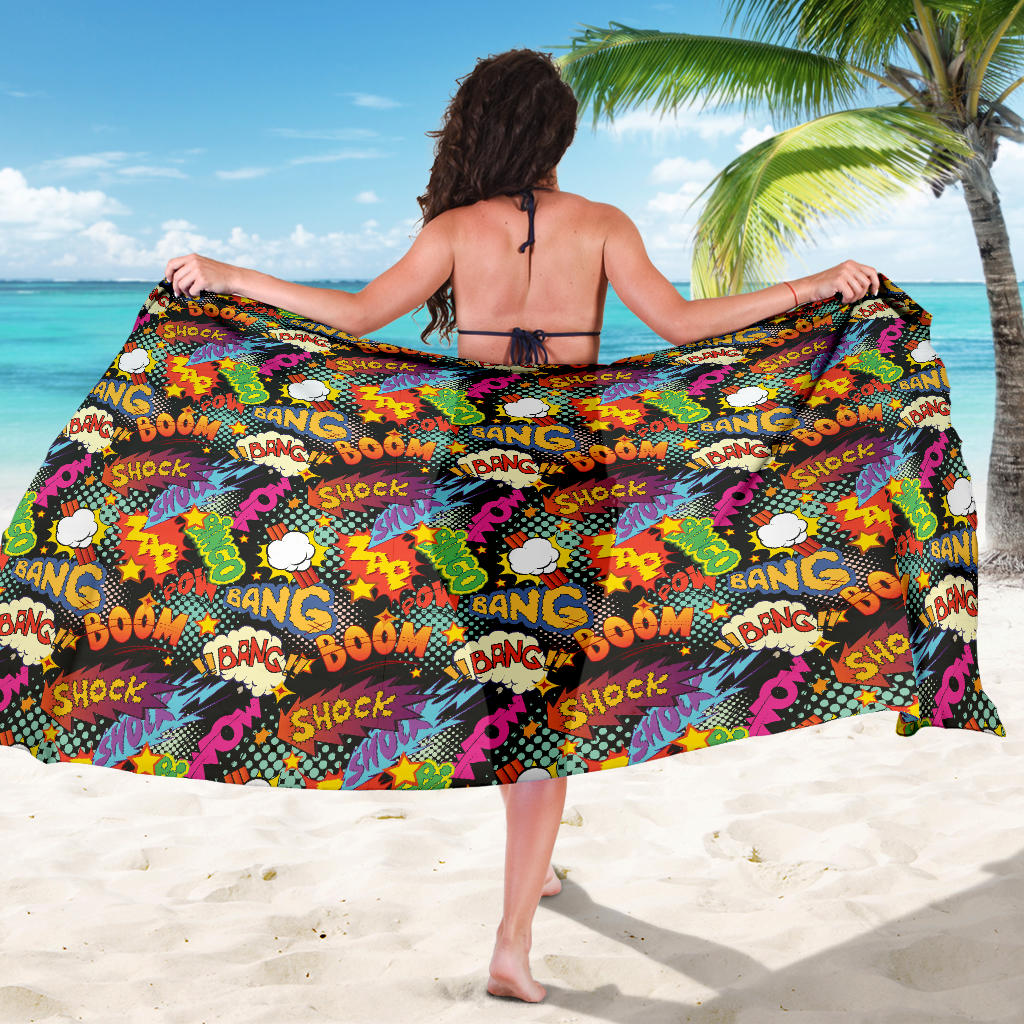 Comic Book Pattern Print Design 01 Sarong Pareo Wrap