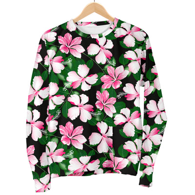 Hibiscus Pink Flower Hawaiian Print Women Long Sleeve Sweatshirt