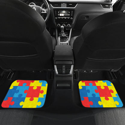 Autism Awareness Puzzles Design Print Car Floor Mats Front Back