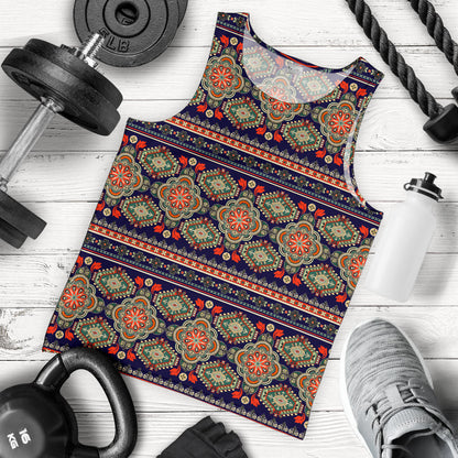 Ethnic Geometric Print Pattern Men Tank Top