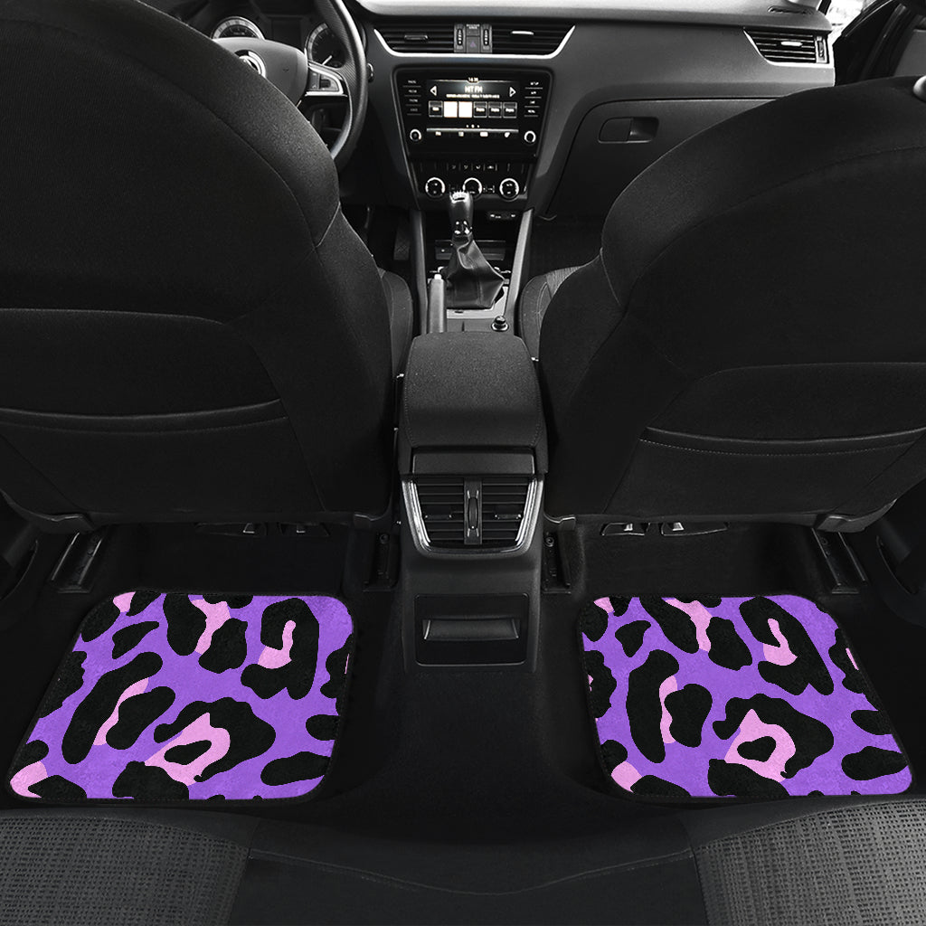 Cheetah Purple Neon Print Pattern Car Floor Mats Front Back