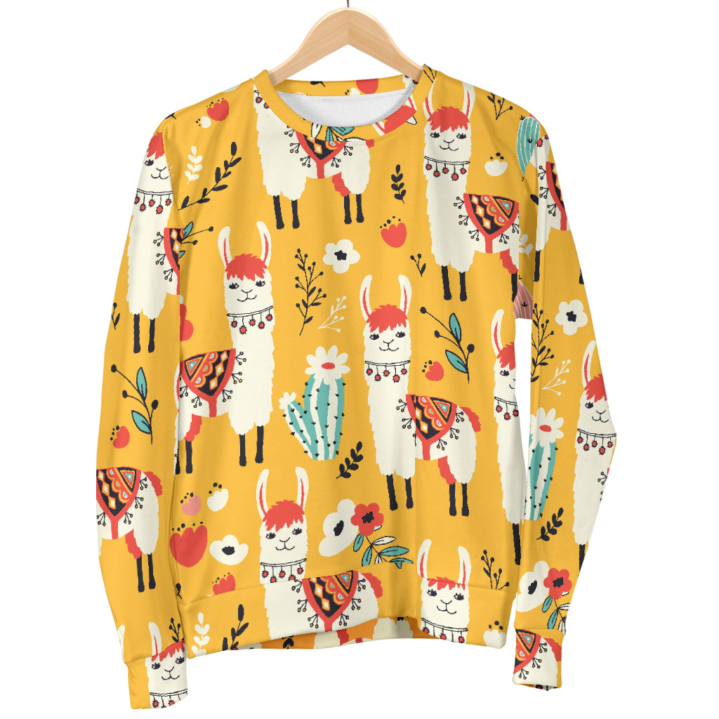 Llama Cute Themed Print Men Long Sleeve Sweatshirt