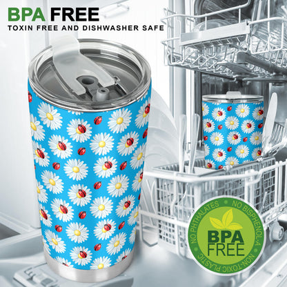 Ladybug with Daisy Themed Print Pattern Tumbler