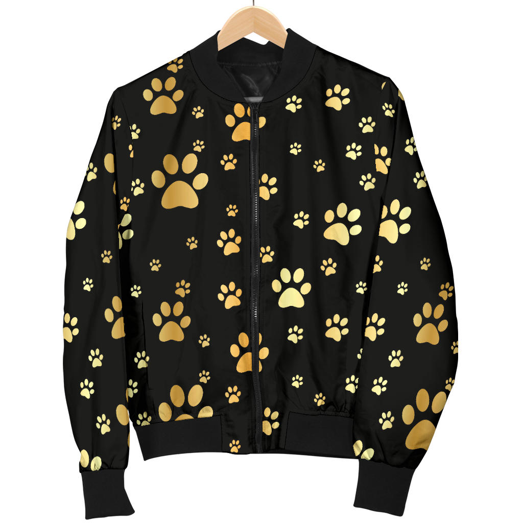Paw Gold Print Men Bomber Jacket