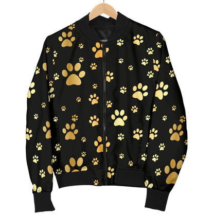 Paw Gold Print Men Bomber Jacket