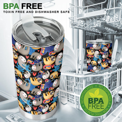 Sloth Cartoon Design Themed Print Tumbler