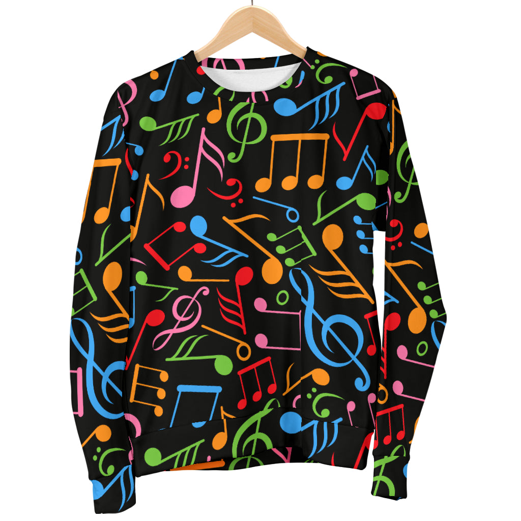Music Note Colorful Themed Print Women Long Sleeve Sweatshirt