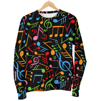 Music Note Colorful Themed Print Women Long Sleeve Sweatshirt