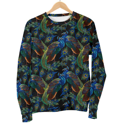 Peacock Themed Design Print Women Long Sleeve Sweatshirt